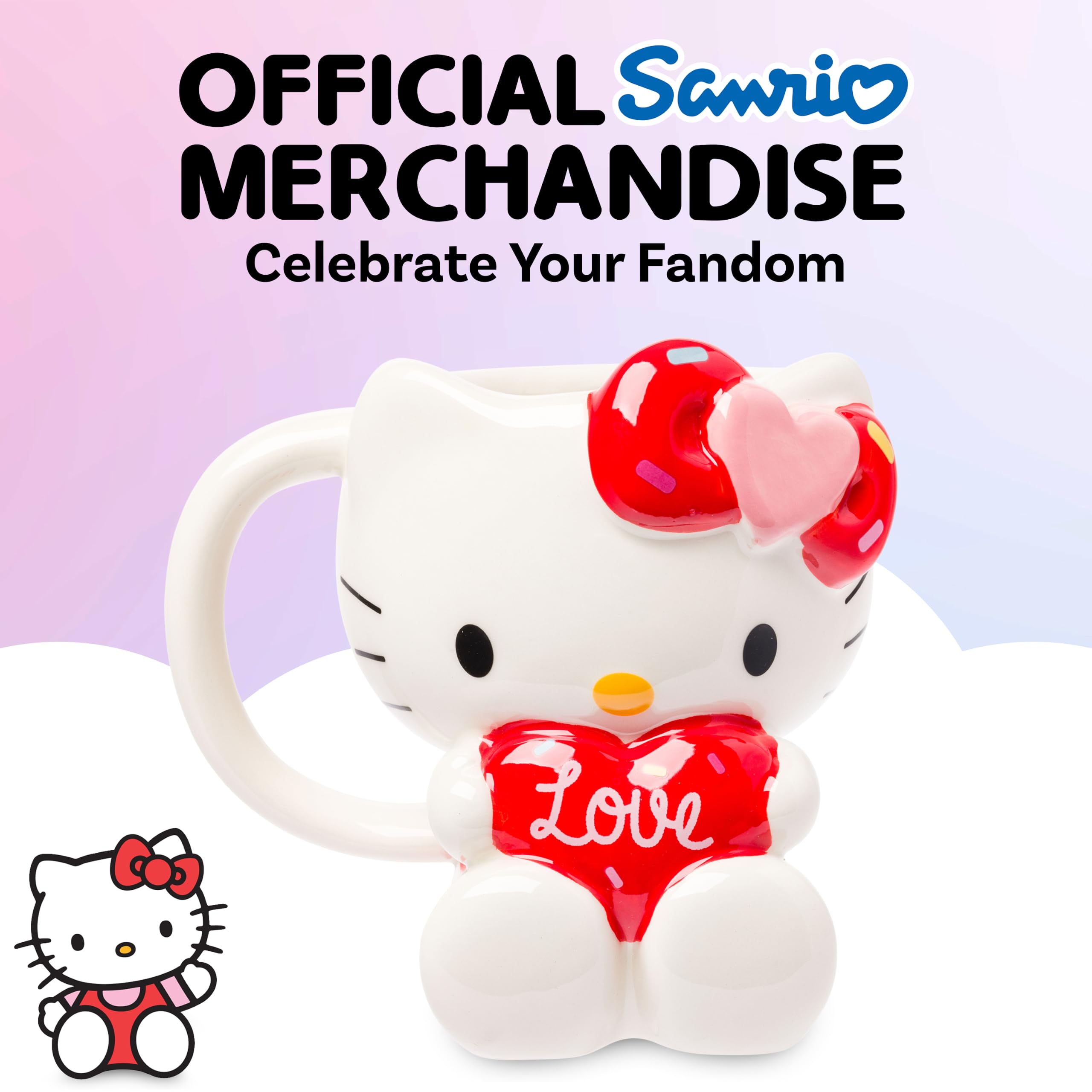 Amazon.com | Silver Buffalo Sanrio Hello Kitty Holding Love Heart